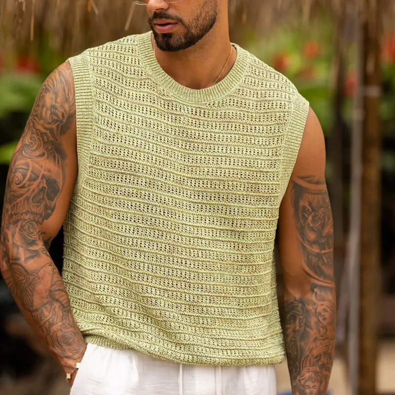 Men's Solid Knit Round Neck Sleeveless Tank Top MTA1897C0Z sold by Manly product image thumbnail 3