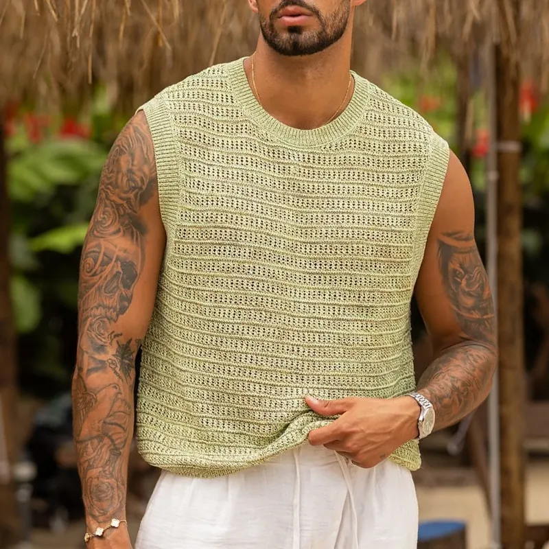 Men's Solid Knit Round Neck Sleeveless Tank Top MTA1897C0Z sold by Manly product image thumbnail 2