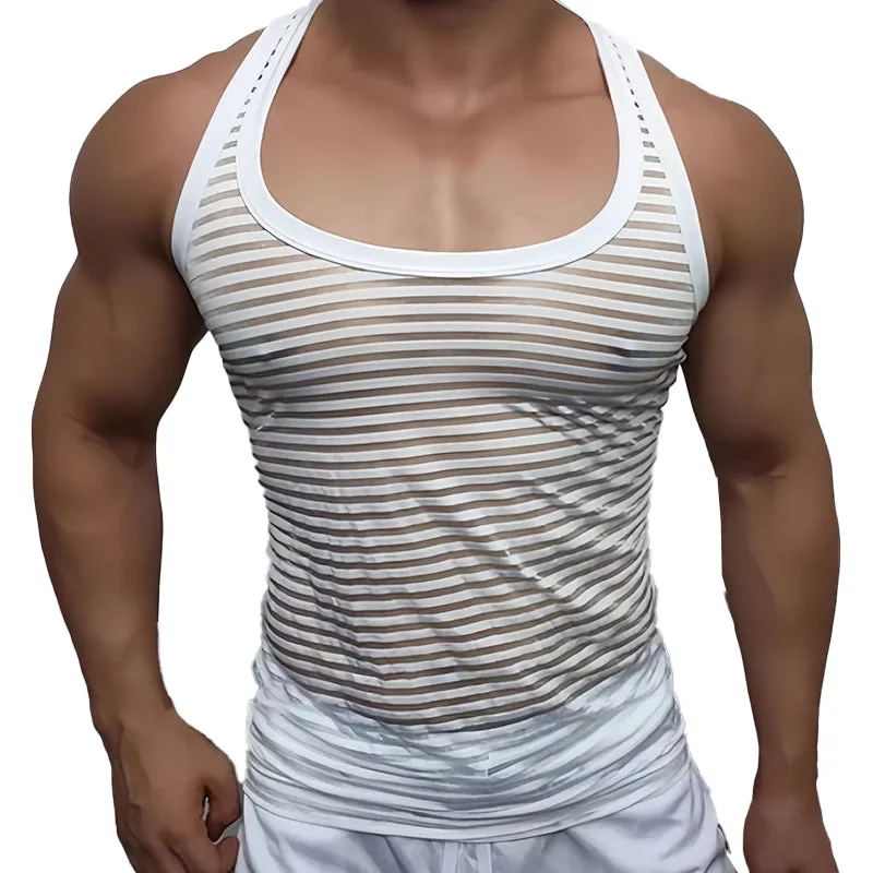 Men's Slim Fit Striped Tank Top MTA1823C8X sold by Manly