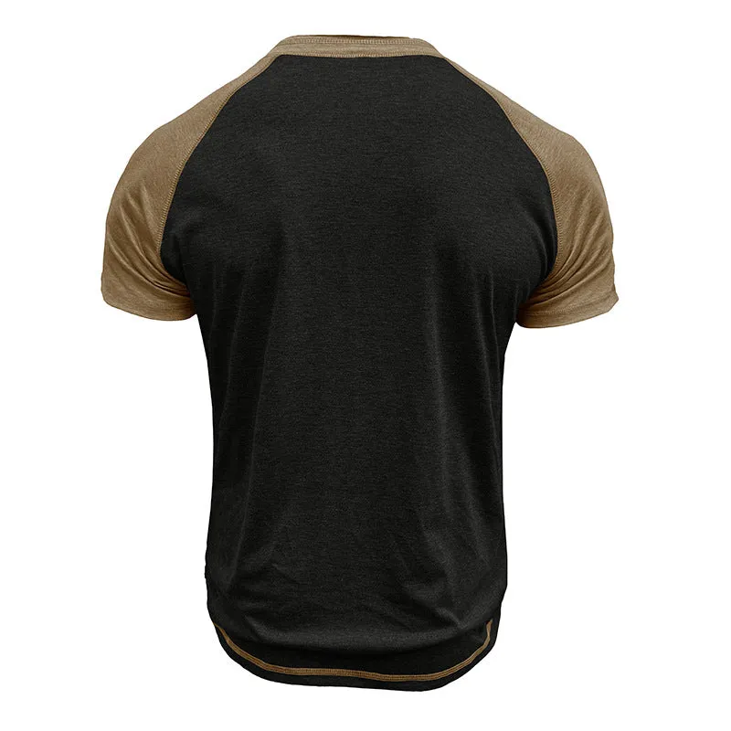 Men's Casual Contrast Color Henley Neck Short Sleeve T-Shirt MTA1806C5X sold by Manly product image thumbnail 3