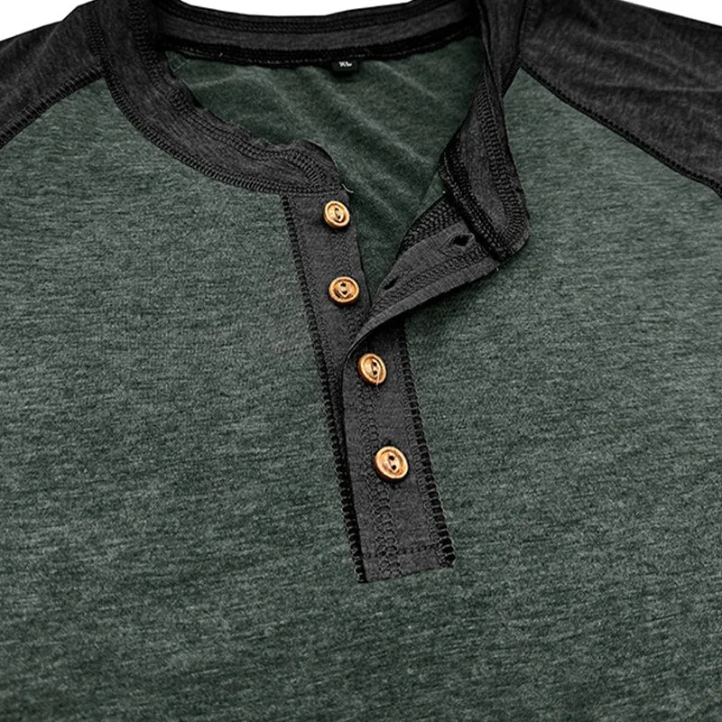 Men's Casual Contrast Color Henley Neck Short Sleeve T-Shirt MTA1806C5X sold by Manly product image thumbnail 4