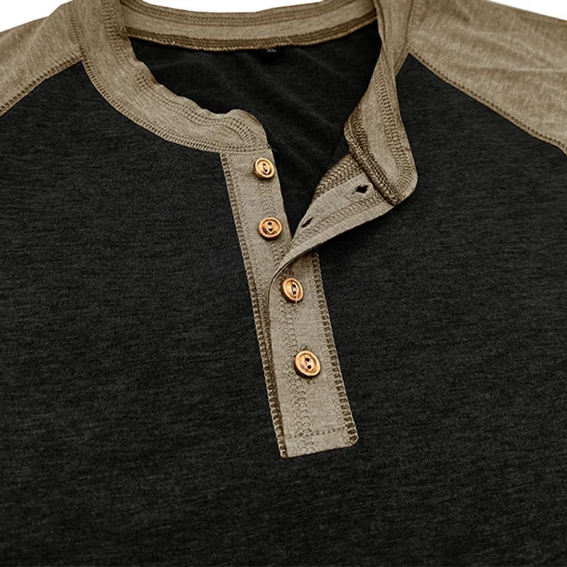Men's Casual Contrast Color Henley Neck Short Sleeve T-Shirt MTA1806C5X sold by Manly product image thumbnail 5