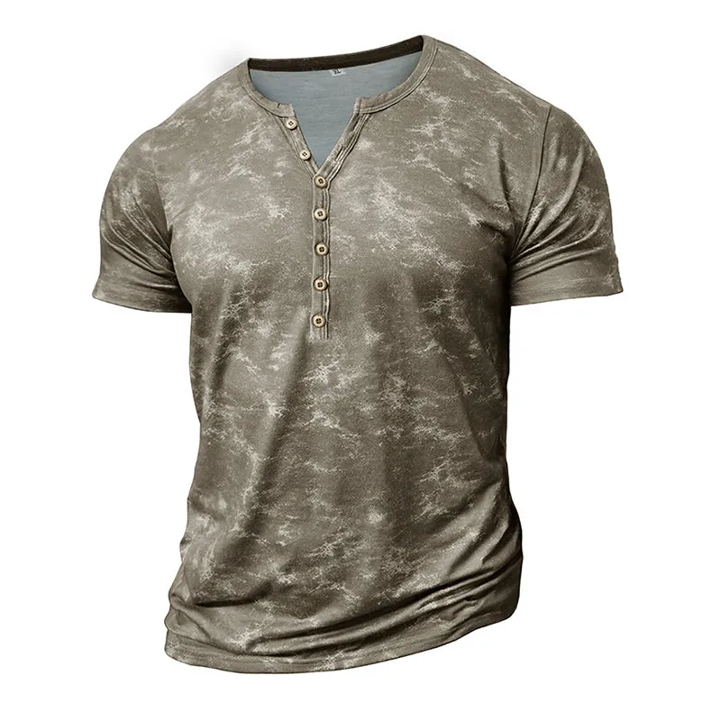 Men's Printed Henley Neck Short Sleeve T-Shirt MTA1892C9X sold by Manly product image thumbnail 4