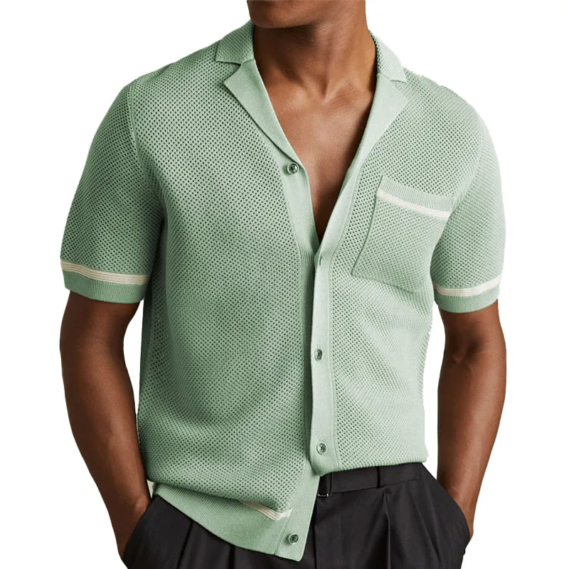 Men's Casual Short Sleeve Knitted Shirt MTA1876C9X sold by Manly