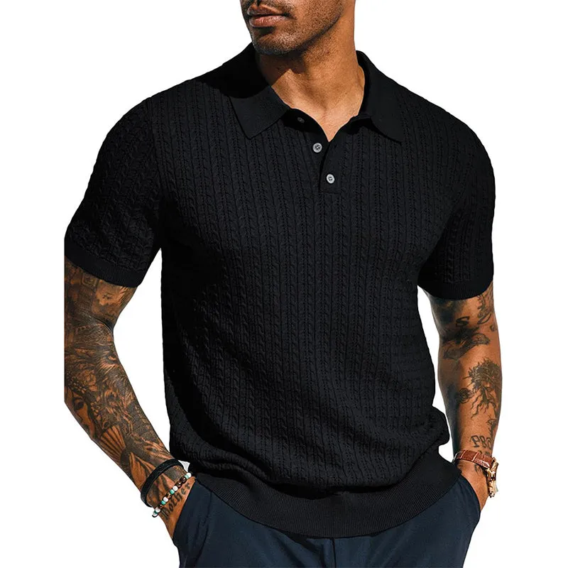 Men's Cable Knit Short Sleeve POLO Shirt MTA1819C9X sold by Manly