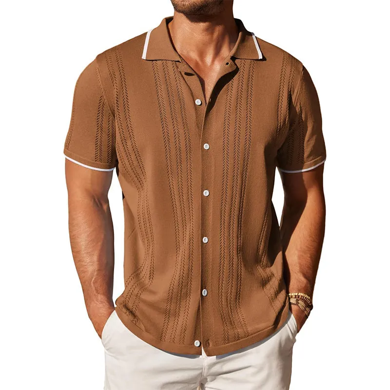 Men's Knitted Single-Breasted Short-Sleeved Polo Shirt MTA1849C2X sold by Manly