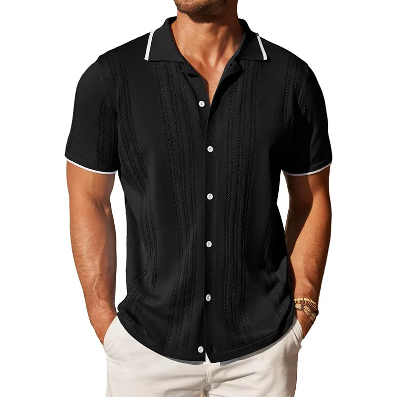 Men's Knitted Single-Breasted Short-Sleeved Polo Shirt MTA1849C2X sold by Manly product image thumbnail 3