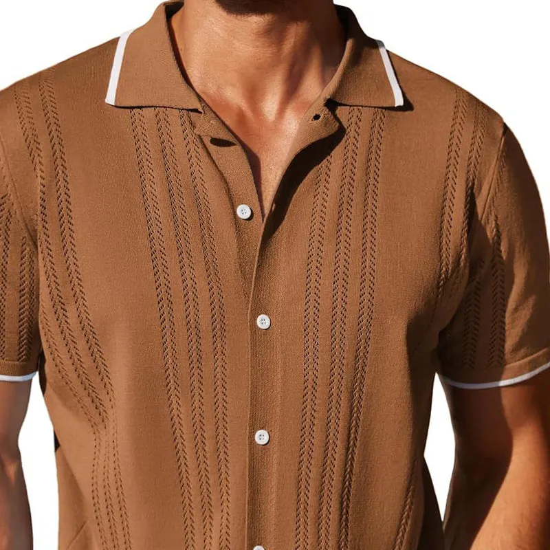 Men's Knitted Single-Breasted Short-Sleeved Polo Shirt MTA1849C2X sold by Manly product image thumbnail 4
