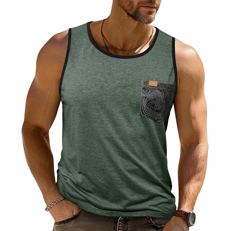 Men's Contrast Color Crew Neck Tank Top MTA1830C1X sold by Manly product image thumbnail 2