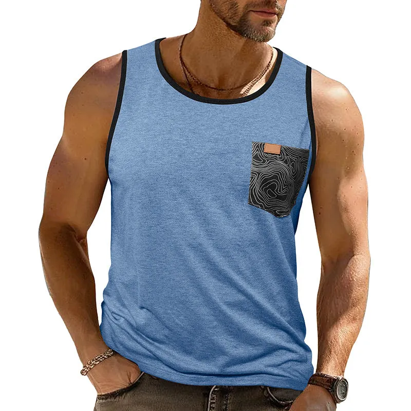 Men's Contrast Color Crew Neck Tank Top MTA1830C1X sold by Manly