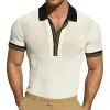 Men's Summer Polo Neck Slim Fit Knit Short Sleeve T-Shirt MTA1961C7U sold by Manly