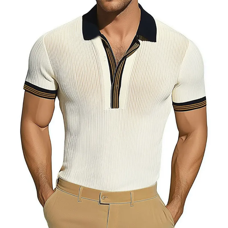 Men's Summer Polo Neck Slim Fit Knit Short Sleeve T-Shirt MTA1961C7U sold by Manly product image thumbnail 2