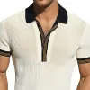 Men's Summer Polo Neck Slim Fit Knit Short Sleeve T-Shirt MTA1961C7U sold by Manly