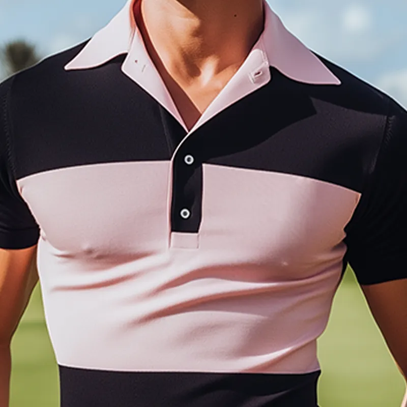 Men's Fashion Casual Contrast Color Stitching Knitted Slim Short Sleeve POLO Shirt MTA1962C3K sold by Manly product image thumbnail 4