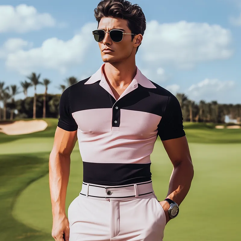 Men's Fashion Casual Contrast Color Stitching Knitted Slim Short Sleeve POLO Shirt MTA1962C3K sold by Manly product image thumbnail 3