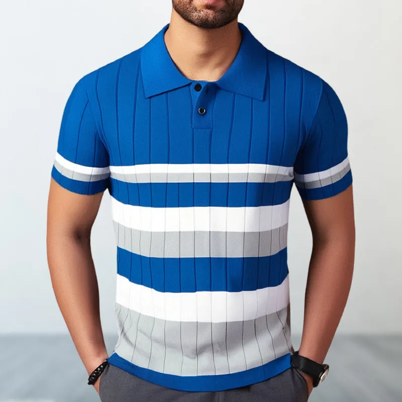 Men's Classic Casual Contrast Color Stitching Knitted Slim Short-sleeved POLO Shirt MTA1953C7K sold by Manly product image thumbnail 2