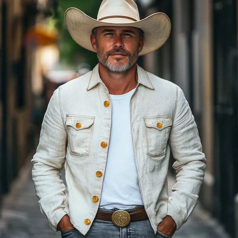 Men's Spring and Autumn Cotton and Linen Button Jacket MTA1915C0U sold by Manly product image thumbnail 3