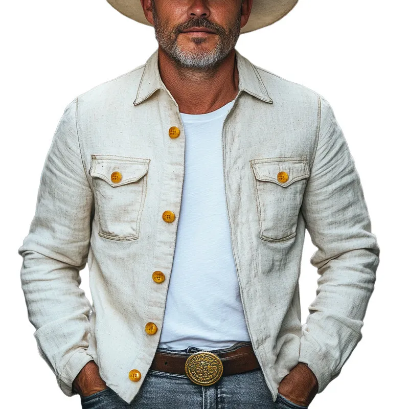 Men's Spring and Autumn Cotton and Linen Button Jacket MTA1915C0U sold by Manly