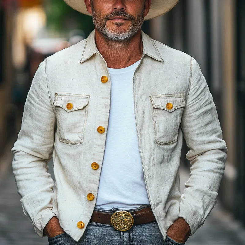 Men's Spring and Autumn Cotton and Linen Button Jacket MTA1915C0U sold by Manly product image thumbnail 2