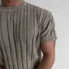 Men's Fashion Knit Striped Round Neck Short Sleeve Sweater T-shirt MTA2027C5Z sold by Manly