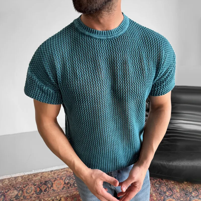 Men's Fashion Knit Round Neck Short Sleeve Sweater T-shirt MTA2046C3Z sold by Manly product image thumbnail 2