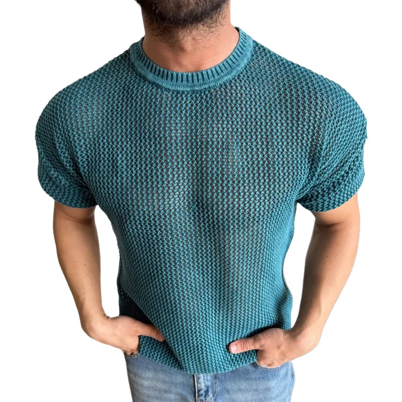 Men's Fashion Knit Round Neck Short Sleeve Sweater T-shirt MTA2046C3Z sold by Manly