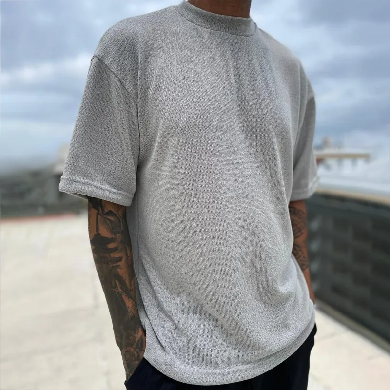 Men's Solid Loose Round Neck Short Sleeve T-shirt MTA2090C7Z sold by Manly product image thumbnail 2