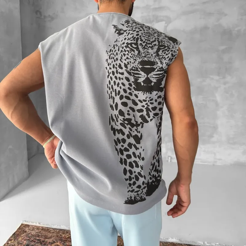 Men's Fashion Leopard Round Neck Sleeveless Tank Top MTA2081C1Z sold by Manly product image thumbnail 3