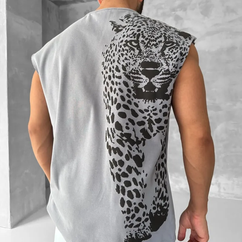 Men's Fashion Leopard Round Neck Sleeveless Tank Top MTA2081C1Z sold by Manly product image thumbnail 2