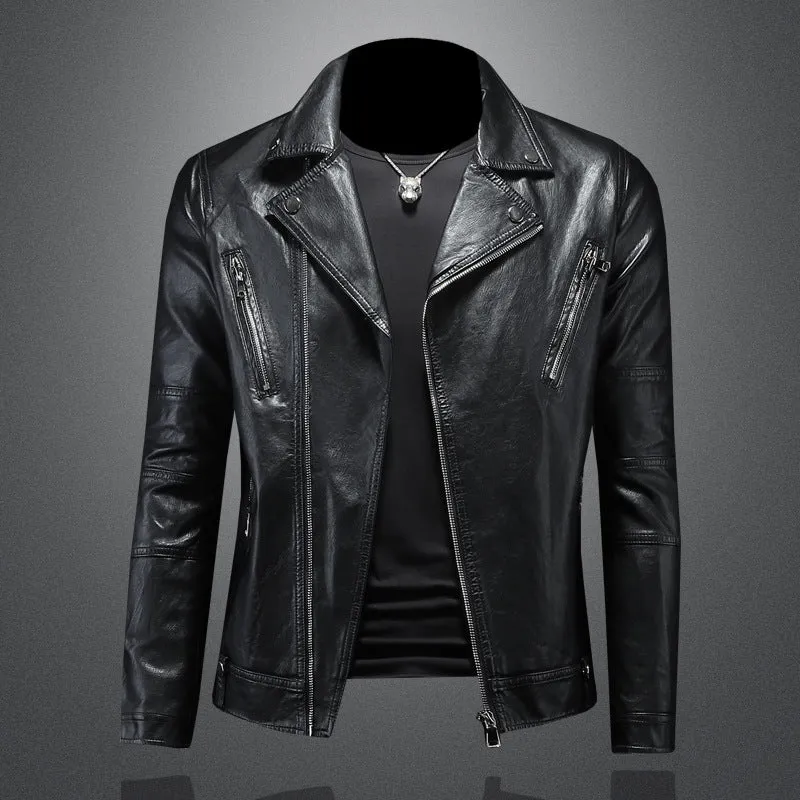 Men's Vintage Biker Lapel Leather Jacket MTA2073C7X sold by Manly product image thumbnail 2