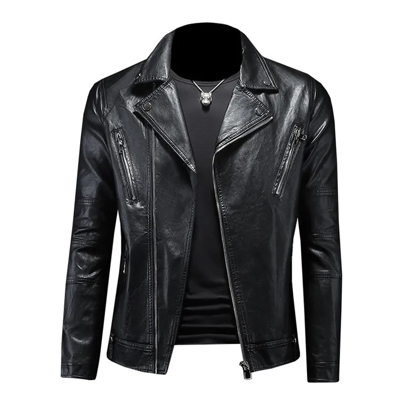 Men's Vintage Biker Lapel Leather Jacket MTA2073C7X sold by Manly
