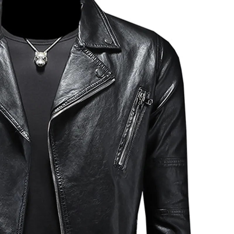 Men's Vintage Biker Lapel Leather Jacket MTA2073C7X sold by Manly product image thumbnail 4