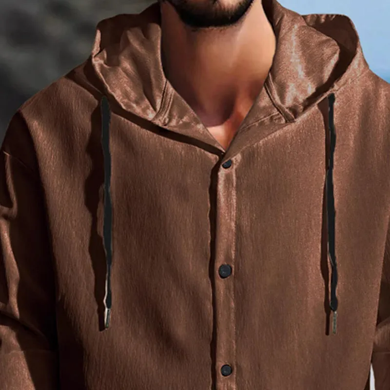 Men's Solid Color Casual Long Sleeve Hoodie MTA2037C2X sold by Manly product image thumbnail 5