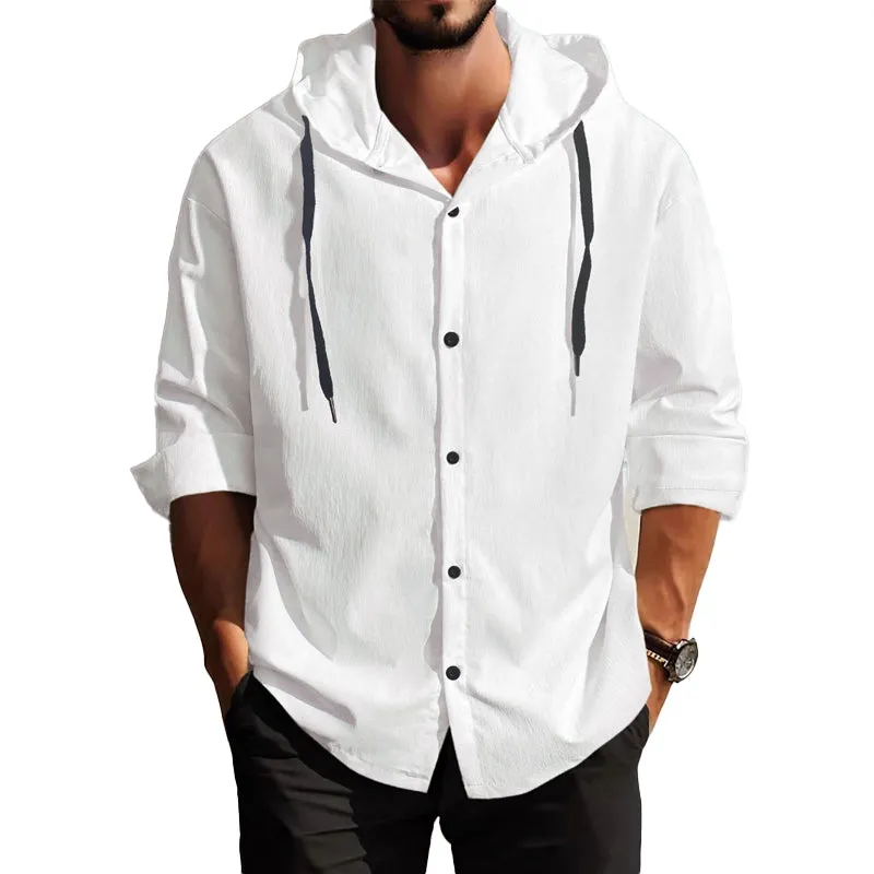 Men's Solid Color Casual Long Sleeve Hoodie MTA2037C2X sold by Manly product image thumbnail 4