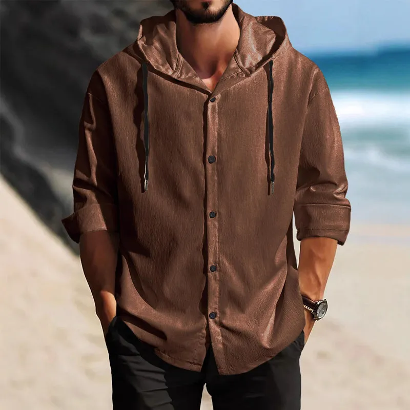Men's Solid Color Casual Long Sleeve Hoodie MTA2037C2X sold by Manly product image thumbnail 3