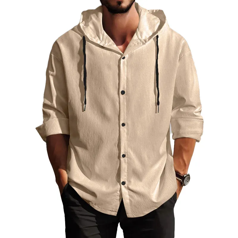 Men's Solid Color Casual Long Sleeve Hoodie MTA2037C2X sold by Manly product image thumbnail 2
