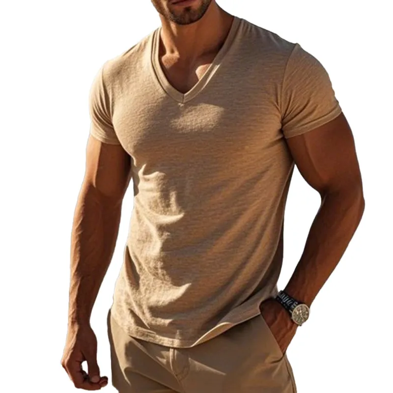 Men's Cotton Blend Basic V-Neck Short Sleeve T-Shirt MTA2090C7X sold by Manly