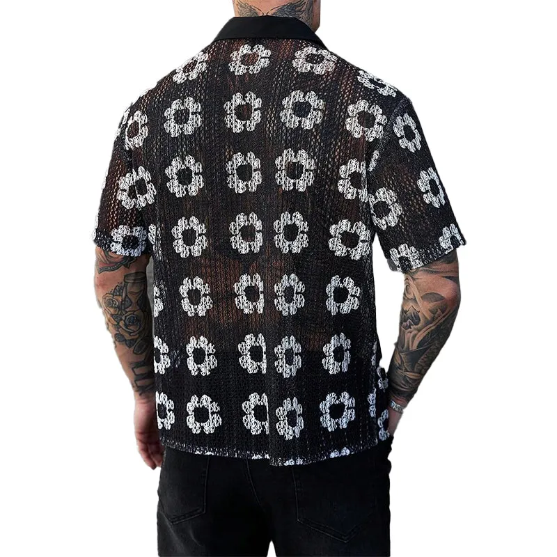 Men's Knitted Jacquard Short Sleeve Shirt MTA1876C6X sold by Manly product image thumbnail 2