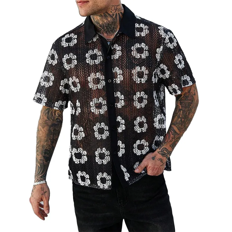 Men's Knitted Jacquard Short Sleeve Shirt MTA1876C6X sold by Manly