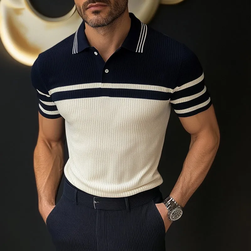 Men's Knitted Striped Short Sleeve POLO Shirt MTA1971C5X sold by Manly product image thumbnail 2