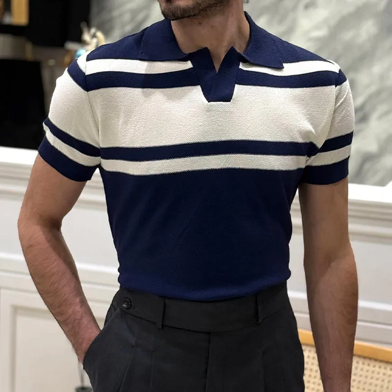 Men's Knitted Lapel Striped Short Sleeve POLO Shirt MTA1928C4X sold by Manly product image thumbnail 2