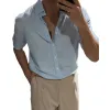 Men's Cotton and Linen Short Sleeve Casual Lapel Shirt MTA1803C9X sold by Manly