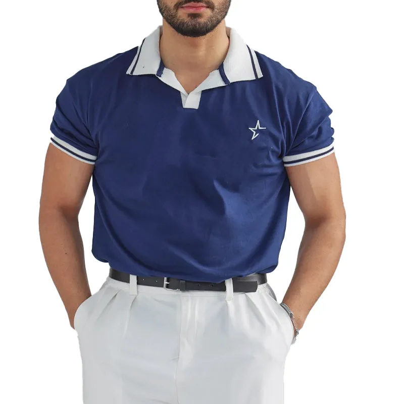 Men's Contrast Color Sports Short Sleeve POLO Shirt MTA1829C1X sold by Manly