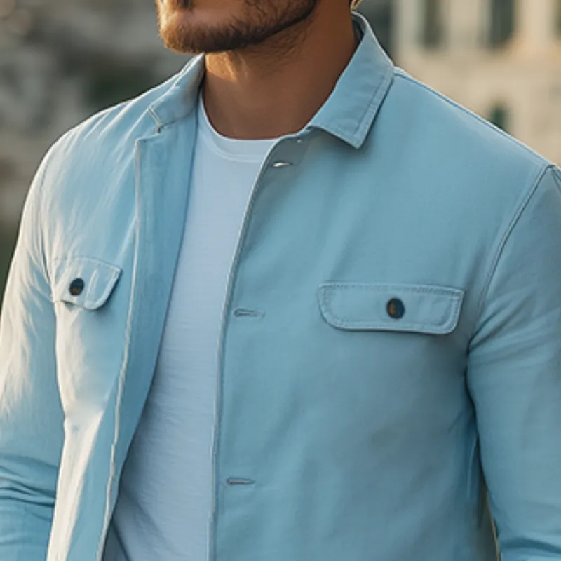 Men's Spring Retro Casual Lapel Multi-Pocket Cotton and Linen Jacket MTA2007C0K sold by Manly product image thumbnail 4