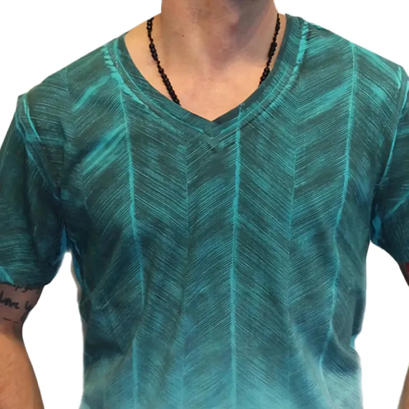 Men's Summer Casual V-neck Gradient Printed T-shirt MTA2041C8U sold by Manly product image thumbnail 2