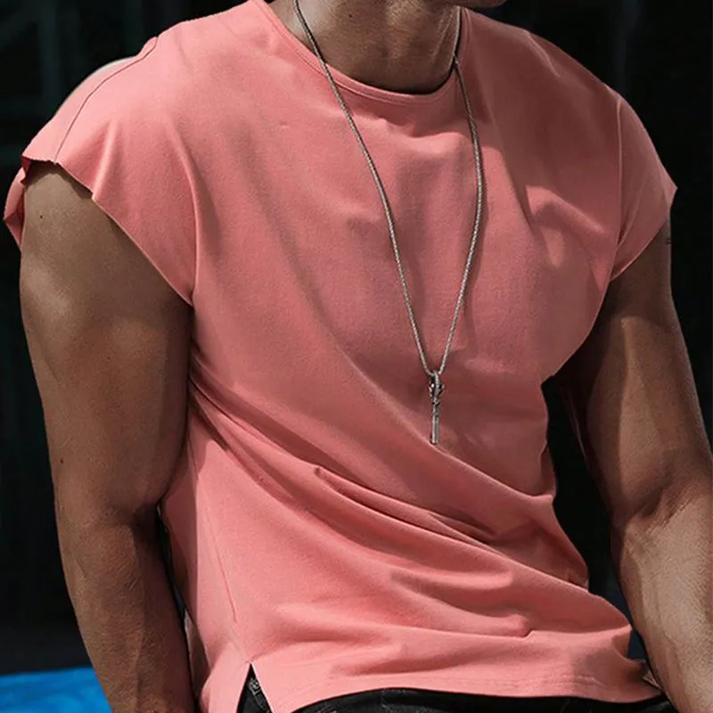 Men's Summer Pink Casual Simple Cotton Tank Top MTA2067C0U sold by Manly product image thumbnail 3