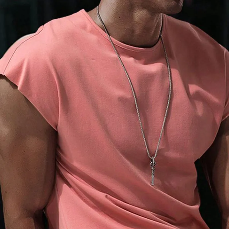 Men's Summer Pink Casual Simple Cotton Tank Top MTA2067C0U sold by Manly product image thumbnail 2