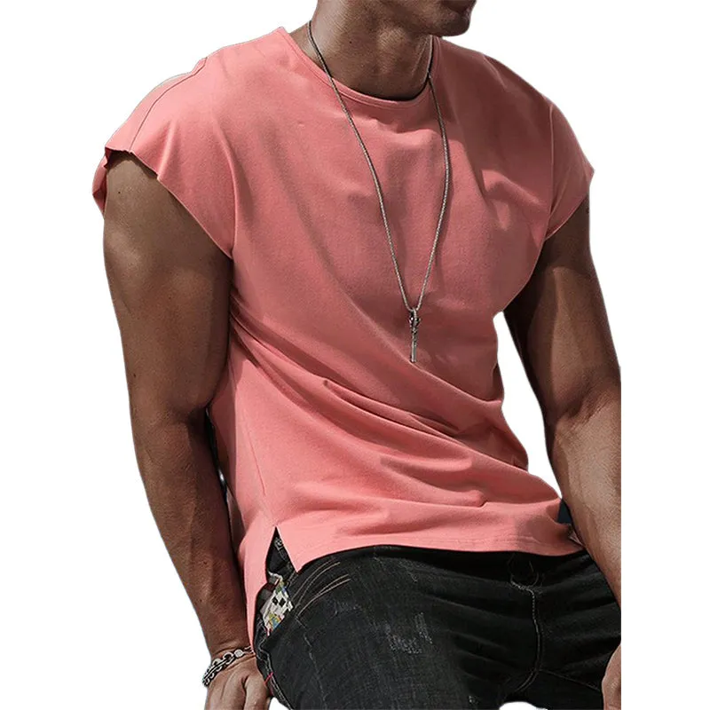 Men's Summer Pink Casual Simple Cotton Tank Top MTA2067C0U sold by Manly