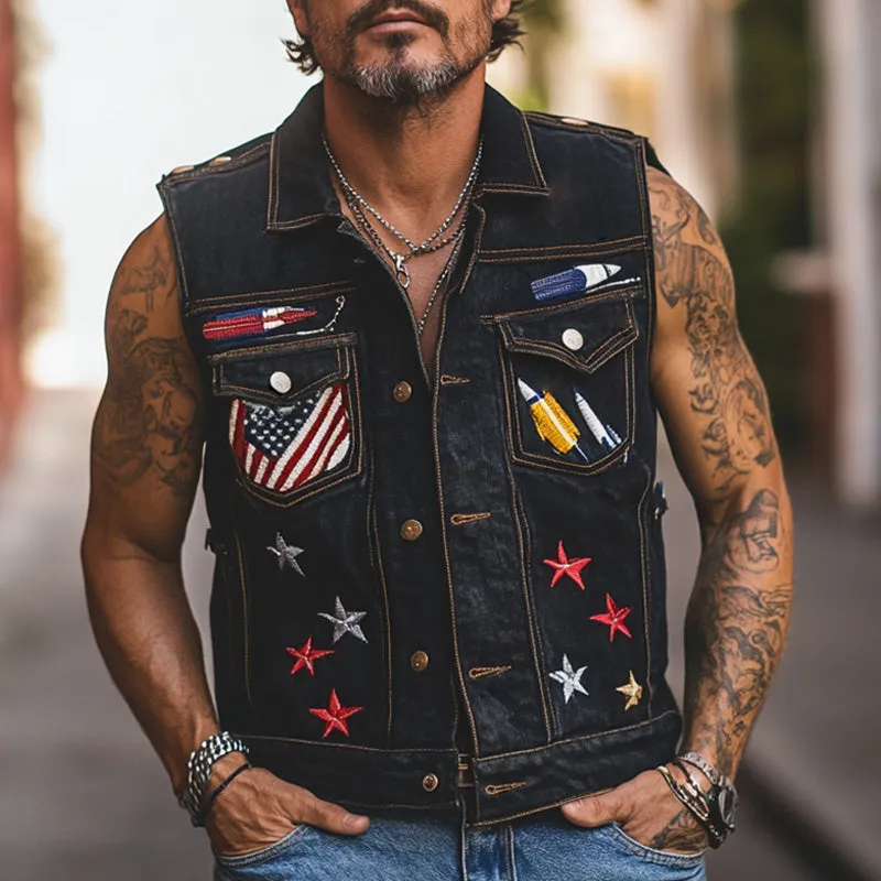 Men's Stylish Embroidered Denim Vest MTA1895C4P sold by Manly product image thumbnail 2