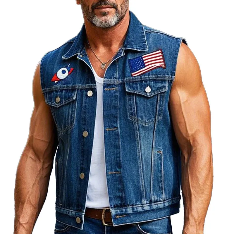 Men's Simple Patch Denim Vest MTA1816C5P sold by Manly